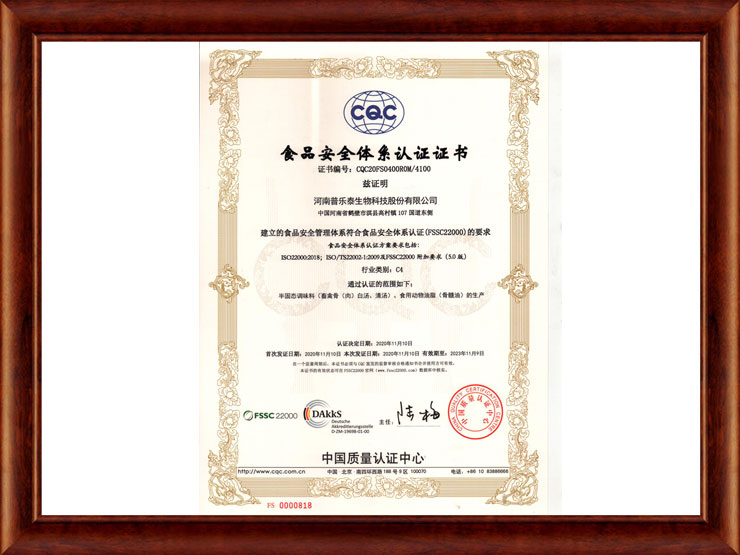22000食品安全体系认证（中文）